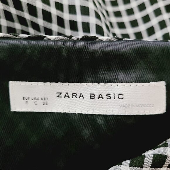 Zara Dress S Black White Windowpane Plaid Button-Front Oversized Pockets - Picture 5 of 5